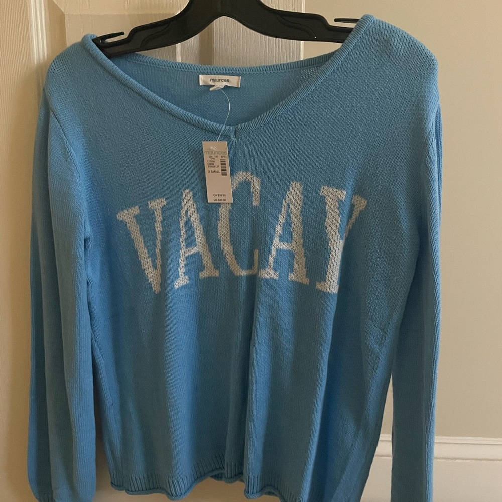 NWT blue VACAY sweater XS